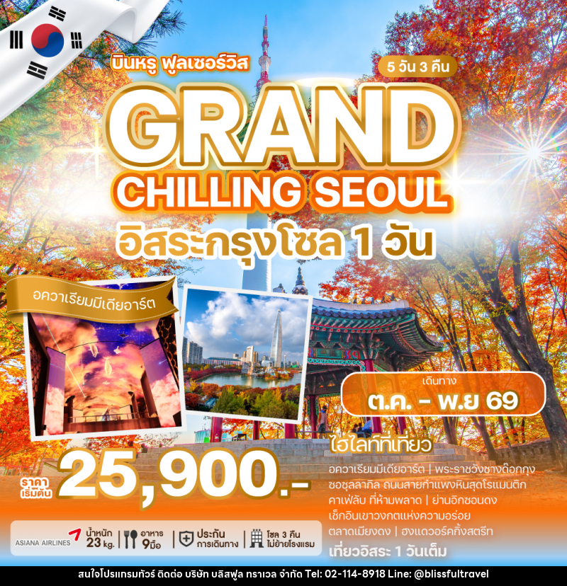 ทัวร์เกาหลี GRAND CHILLING SEOUL - บริษัท บลิสฟูล ทราเวล จำกัด