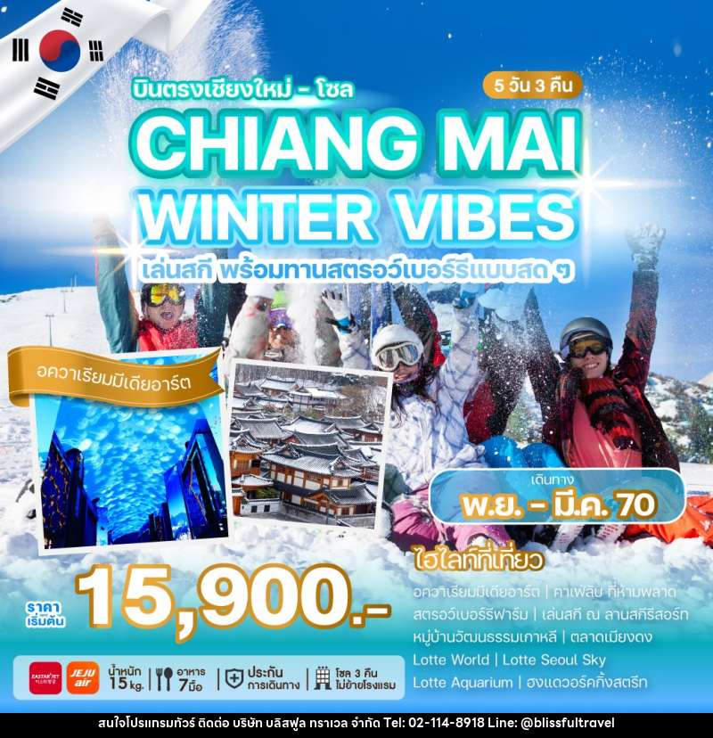 ทัวร์เกาหลี บินตรงเชียงใหม่ - โซล CHIANG MAI WINTER VIBES - บริษัท บลิสฟูล ทราเวล จำกัด