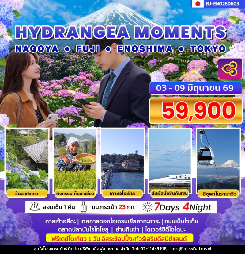 ทัวร์ญี่ปุ่น HYDRANGEA MOMENTS NAGOYA ㆍ FUJI ENOSHIMA ㆍ TOKYO - บริษัท บลิสฟูล ทราเวล จำกัด