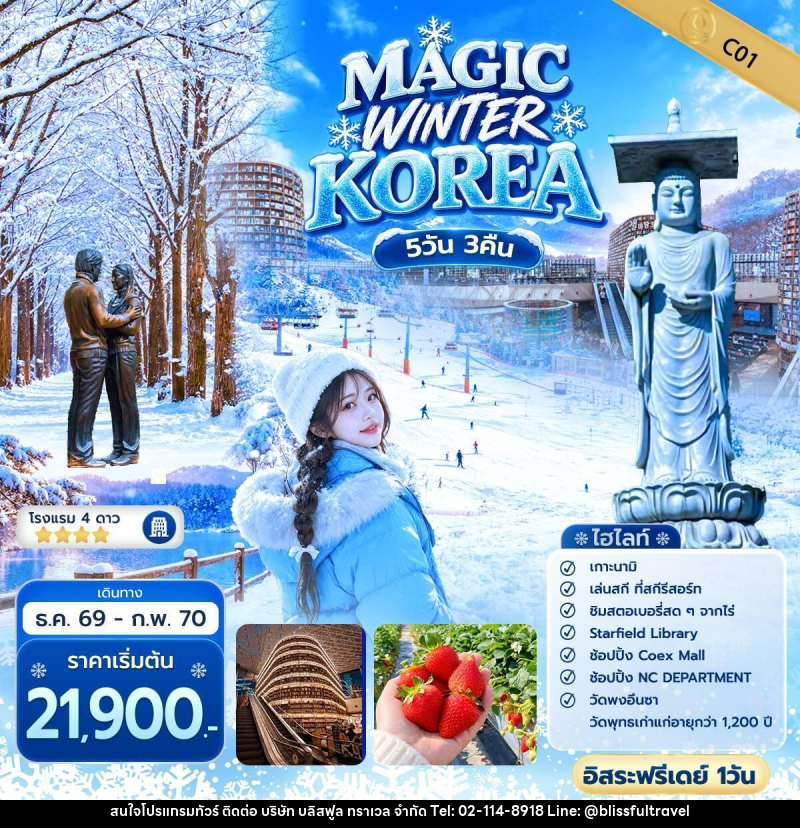 ทัวร์เกาหลี QUEEN MAGIC WINTER KOREA - บริษัท บลิสฟูล ทราเวล จำกัด