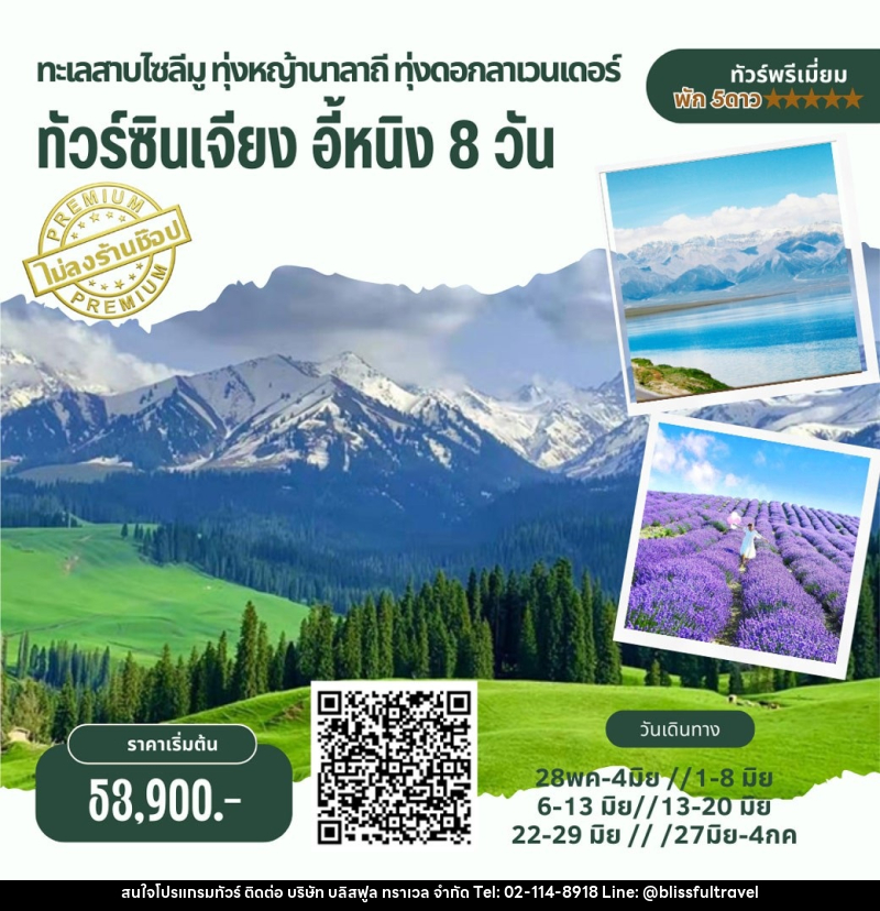 ทัวร์จีน ทะเลสาบไซลีมู ทุ่งหญ้านาลาถี ทุ่งดอกลาเวนเดอร์ ทัวร์ซินเจียง อี้หนิง - บริษัท บลิสฟูล ทราเวล จำกัด