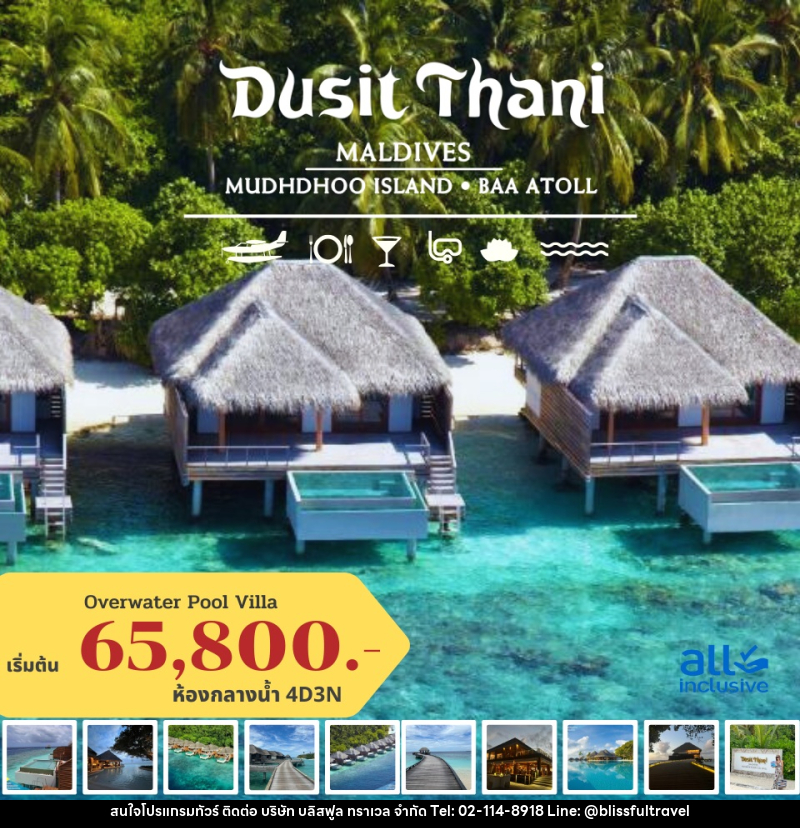 แพ็คเกจทัวร์มัลดีฟส์ Dusit Thani MALDIVES MUDHDHOO ISLAND BAA ATOLL - บริษัท บลิสฟูล ทราเวล จำกัด