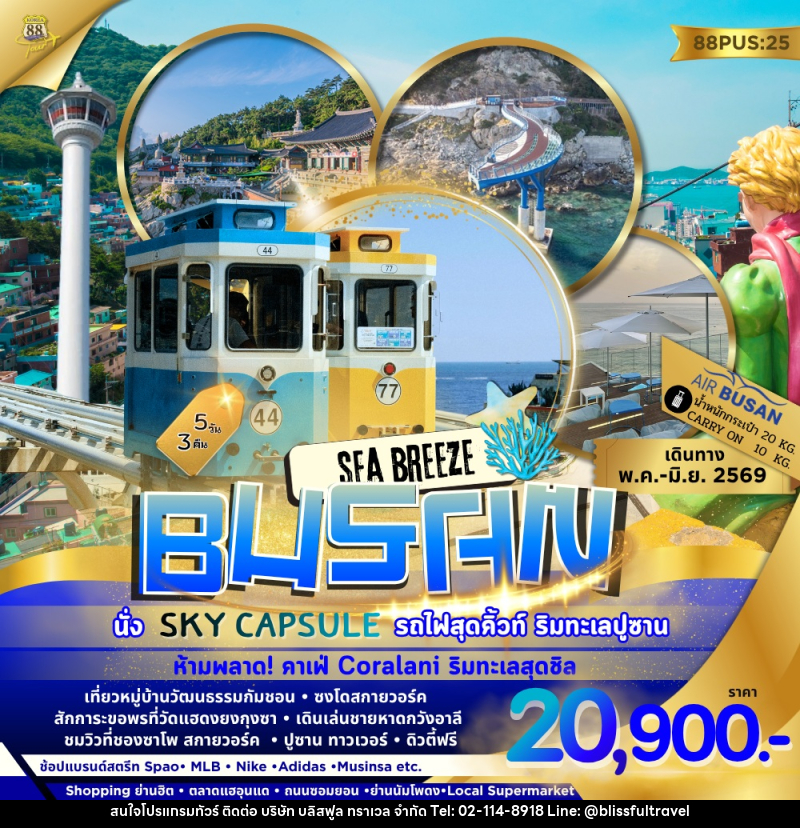 ทัวร์เกาหลี BUSAN SEA BREEZ นั่ง SKY CAPSULE รถไฟสุดคิ้วท์ ริมทะเลปูซาน - บริษัท บลิสฟูล ทราเวล จำกัด