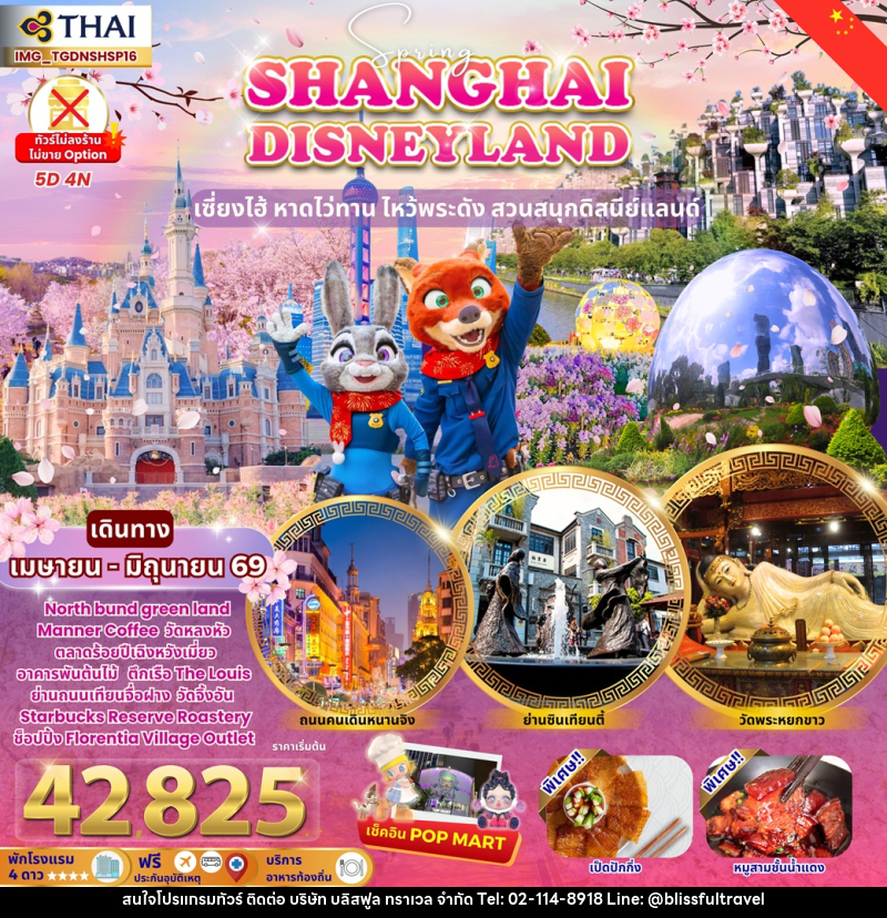 ทัวร์จีน SHANGHAI DISNEYLAND  เซี่ยงไฮ้  หาดไว่ทาน ไหว้พระดัง อิสระเที่ยวดิสนีย์แลนด์ - บริษัท บลิสฟูล ทราเวล จำกัด