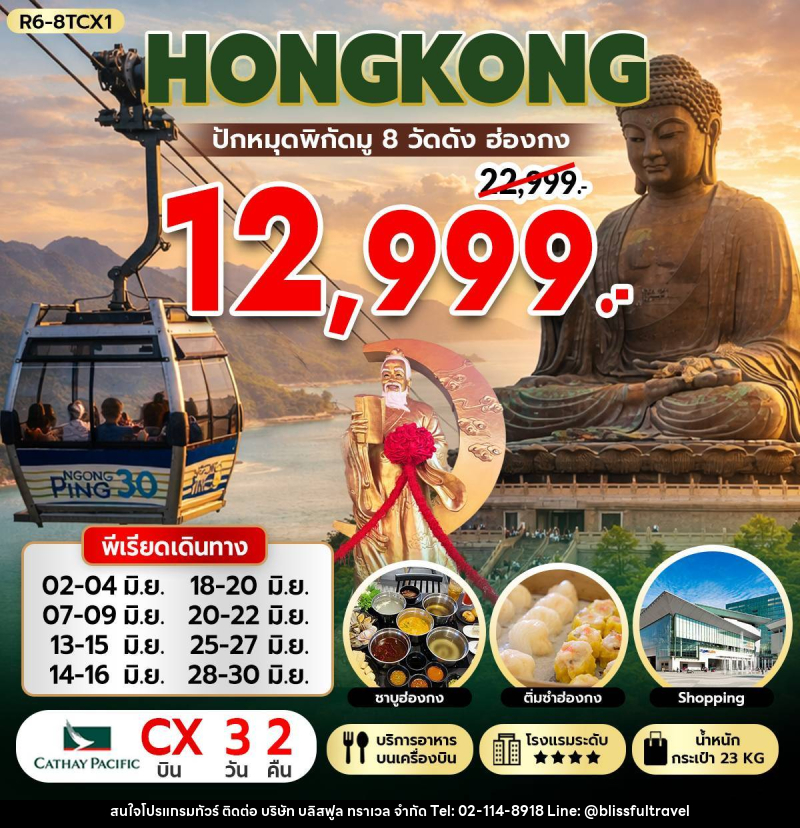 ทัวร์ฮ่องกง HONGKONG ปักหมุนพิกัด 8 วัดดัง ฮ่องกง - บริษัท บลิสฟูล ทราเวล จำกัด