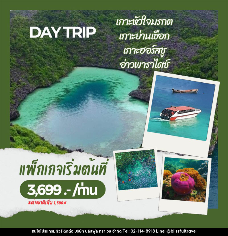 แพ็คเกจทัวร์ระนอง พม่า DAY TRIP ดำน้ำ 4 เกาะ - บริษัท บลิสฟูล ทราเวล จำกัด