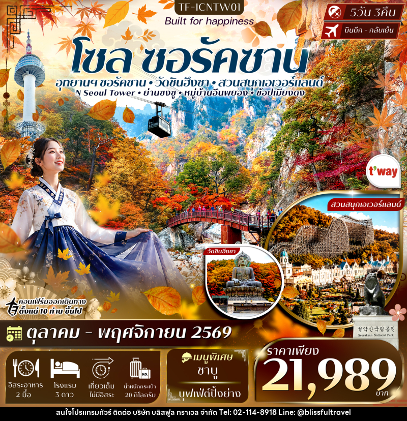 ทัวร์เกาหลี ซอรัคซาน โซล สวนสนุกเอเวอร์แลนด์ - บริษัท บลิสฟูล ทราเวล จำกัด