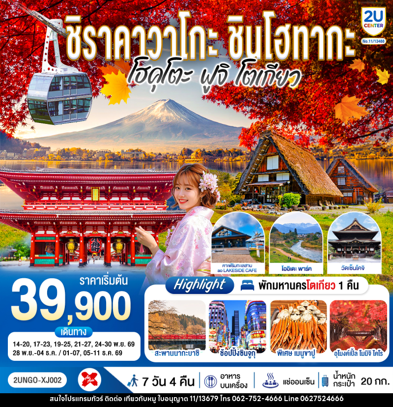 ทัวร์ญี่ปุ่น ชิราคาวาโกะ ชินโฮทากะ โฮคุโตะ  ฟูจิ โตเกียว - บริษัท ไปเที่ยวกับหมู จำกัด