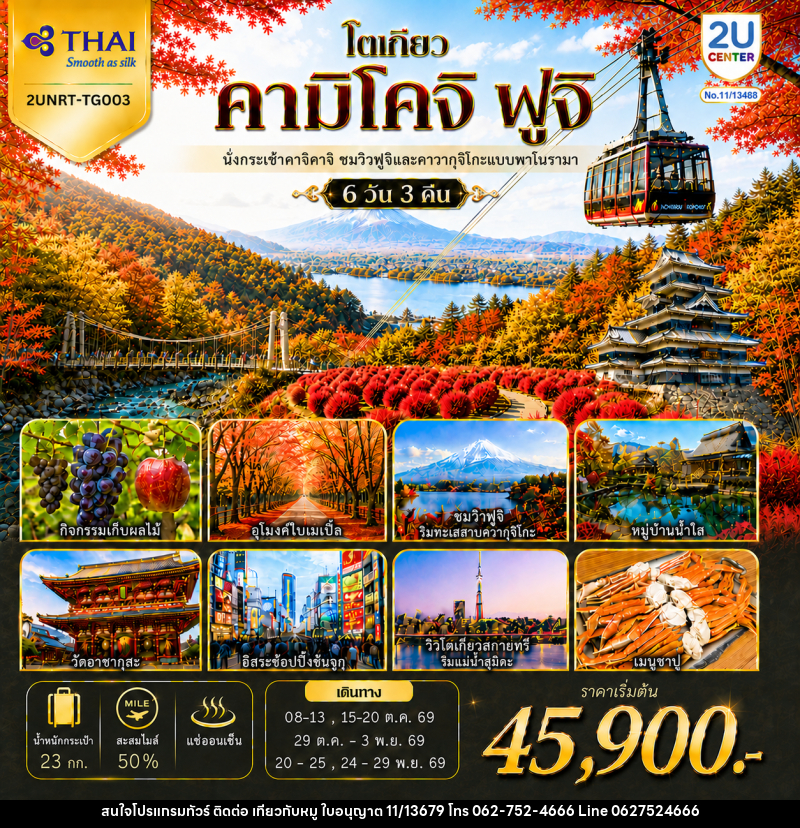ทัวร์ญี่ปุ่น โตเกียว คามิโคจิ ฟูจิ นั่งกระเช้าคาจิคาจิ AUTUMN FULL BLOOM - บริษัท ไปเที่ยวกับหมู จำกัด ทัวร์ญี่ปุ่น โตเกียว คามิโคจิ ฟูจิ นั่งกระเช้าคาจิคาจิ AUTUMN FULL BLOOM - บริษัท ไปเที่ยวกับหมู จำกัด
