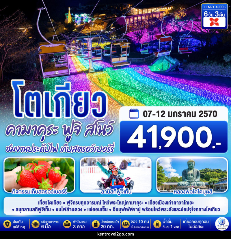 ทัวร์ญี่ปุ่น โตเกียว คามาคุระ ฟูจิสโนว์ ชมงานประดับไฟ เก็บสตรอว์เบอร์รี - บริษัท เคน ทราเวลทูโก จำกัด