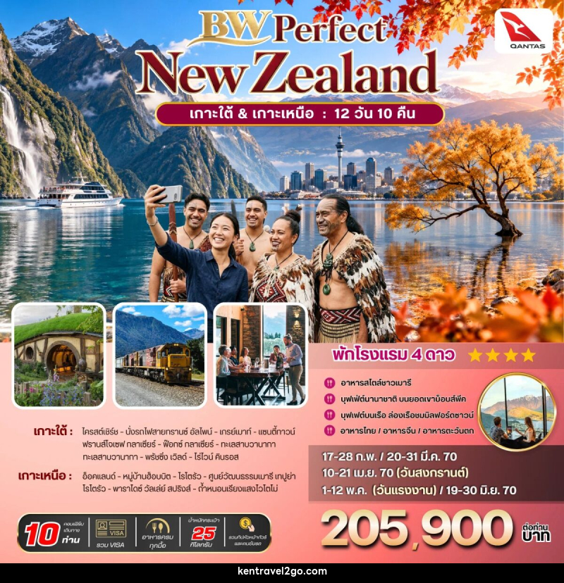 ทัวร์นิวซีแลนด์ BW PERFECT NZ South-North - บริษัท เคน ทราเวลทูโก จำกัด