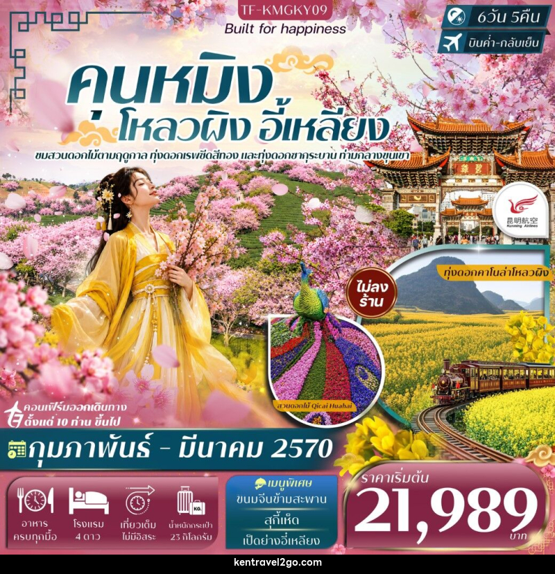 ทัวร์จีน คุนหมิง โหลวผิง ชมดอกมัสตาร์ด อี้เหลียง ชมสวนซากุระ - บริษัท เคน ทราเวลทูโก จำกัด