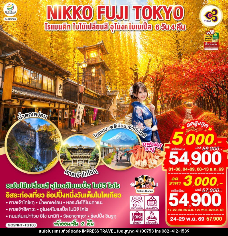 ทัวร์ญี่ปุ่น TOKYO FUJI NIKKO MOMIJI AUTUMN - บริษัท อิมเพรสทราเวล แอนด์ ออแกไนซ์เซอร์ จำกัด