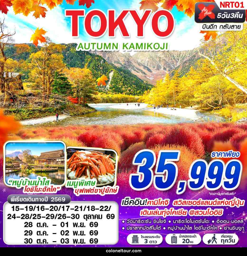 ทัวร์ญี่ปุ่น TOKYO AUTUMN KAMIKOJI (เที่ยวเต็ม) - บริษัท โคโลเนียล แทรเวล แอนด์ เซอร์วิส กรุ๊ป จำกัด