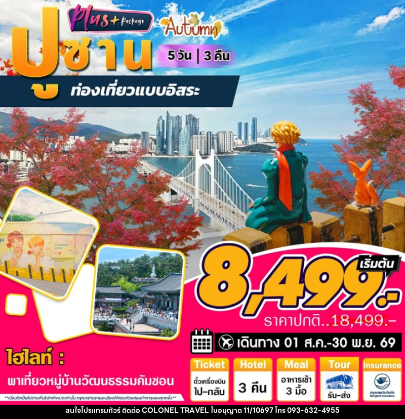 ทัวร์เกาหลี ปูซาน Plus Autumn ท่องเที่ยวแบบอิสระ - บริษัท โคโลเนียล แทรเวล แอนด์ เซอร์วิส กรุ๊ป จำกัด