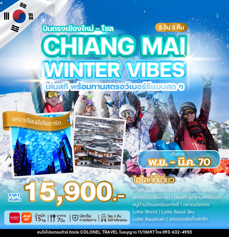 ทัวร์เกาหลี บินตรงเชียงใหม่ - โซล CHIANG MAI WINTER VIBES - บริษัท โคโลเนียล แทรเวล แอนด์ เซอร์วิส กรุ๊ป จำกัด