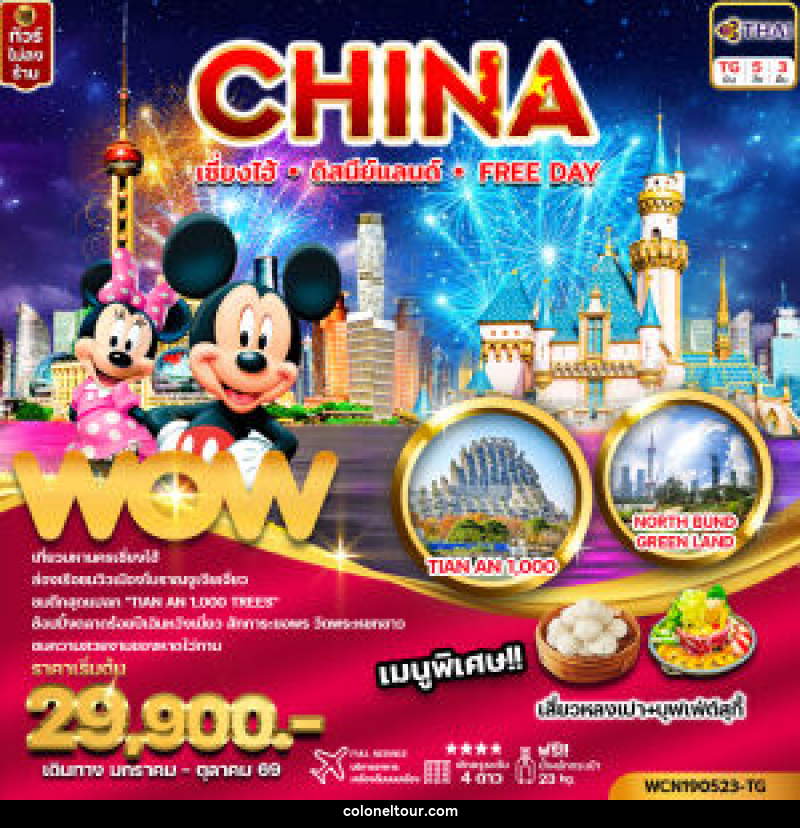 ทัวร์จีน CHINA เซี่ยงไฮ้ ดิสนีย์แลนด์ Free Day - บริษัท โคโลเนียล แทรเวล แอนด์ เซอร์วิส กรุ๊ป จำกัด