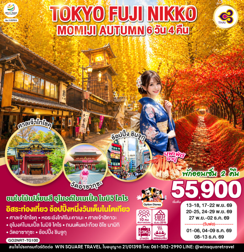 ทัวร์ญี่ปุ่น TOKYO FUJI NIKKO MOMIJI AUTUMN - บริษัท วิน สแควร์ เทรดดิ้ง แอนด์ ทัวร์ริสซึ่ม จำกัด