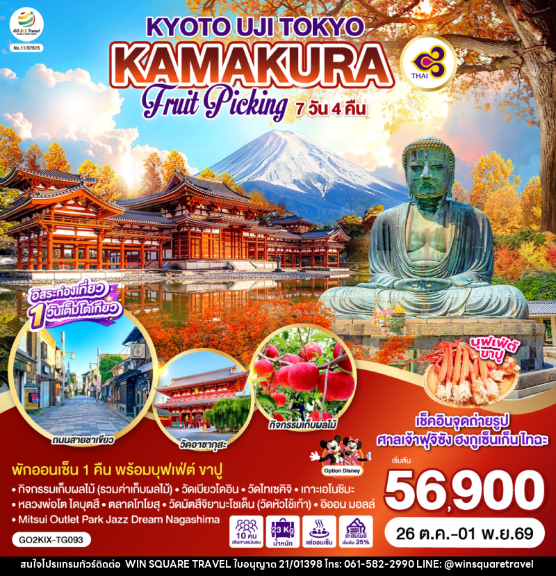 ทัวร์ญี่ปุ่น KYOTO UJI TOKYO KAMAKURA FRUIT PICKING - บริษัท วิน สแควร์ เทรดดิ้ง แอนด์ ทัวร์ริสซึ่ม จำกัด