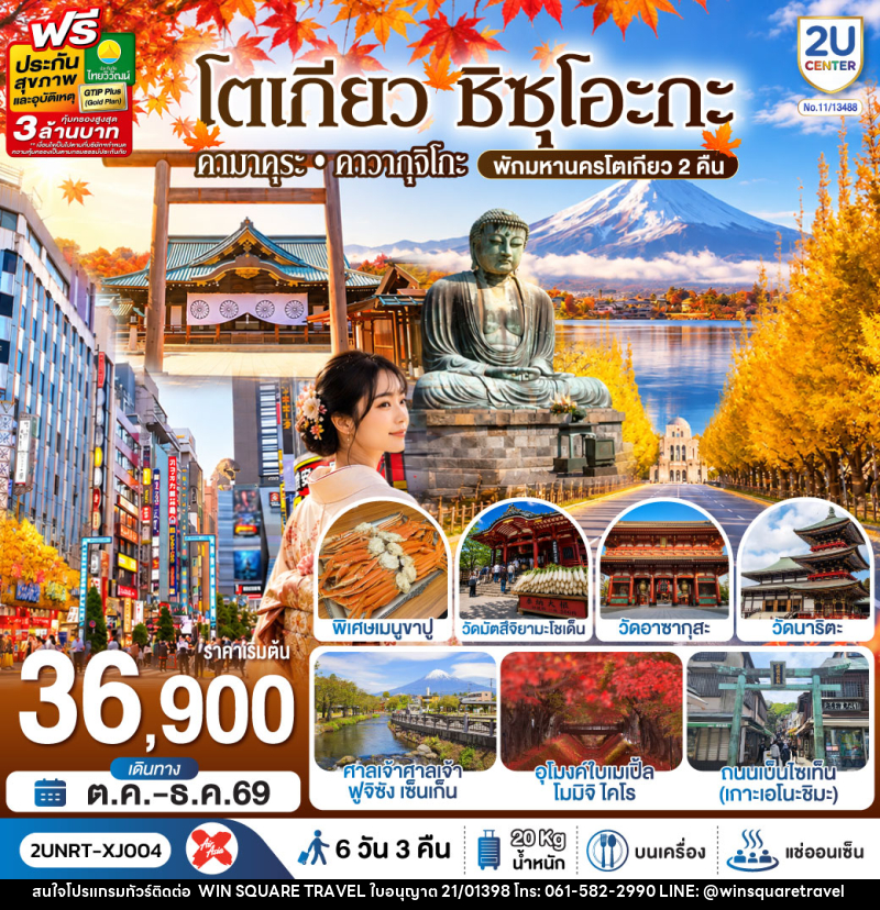 ทัวร์ญี่ปุ่น โตเกียว ชิซุโอะกะ คามาคุระ คาวากุจิโกะ (พักมหานครโตเกียว 2 คืน) - บริษัท วิน สแควร์ เทรดดิ้ง แอนด์ ทัวร์ริสซึ่ม จำกัด