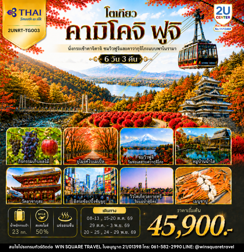 ทัวร์ญี่ปุ่น โตเกียว คามิโคจิ ฟูจิ นั่งกระเช้าคาจิคาจิ AUTUMN FULL BLOOM - บริษัท วิน สแควร์ เทรดดิ้ง แอนด์ ทัวร์ริสซึ่ม จำกัด