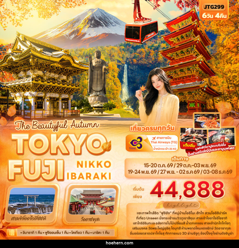 ทัวร์ญี่ปุ่น The Beautyful Autumn TOKYO FUJI NIKKO IBARAKI - เหาะเหินเดินอากาศ