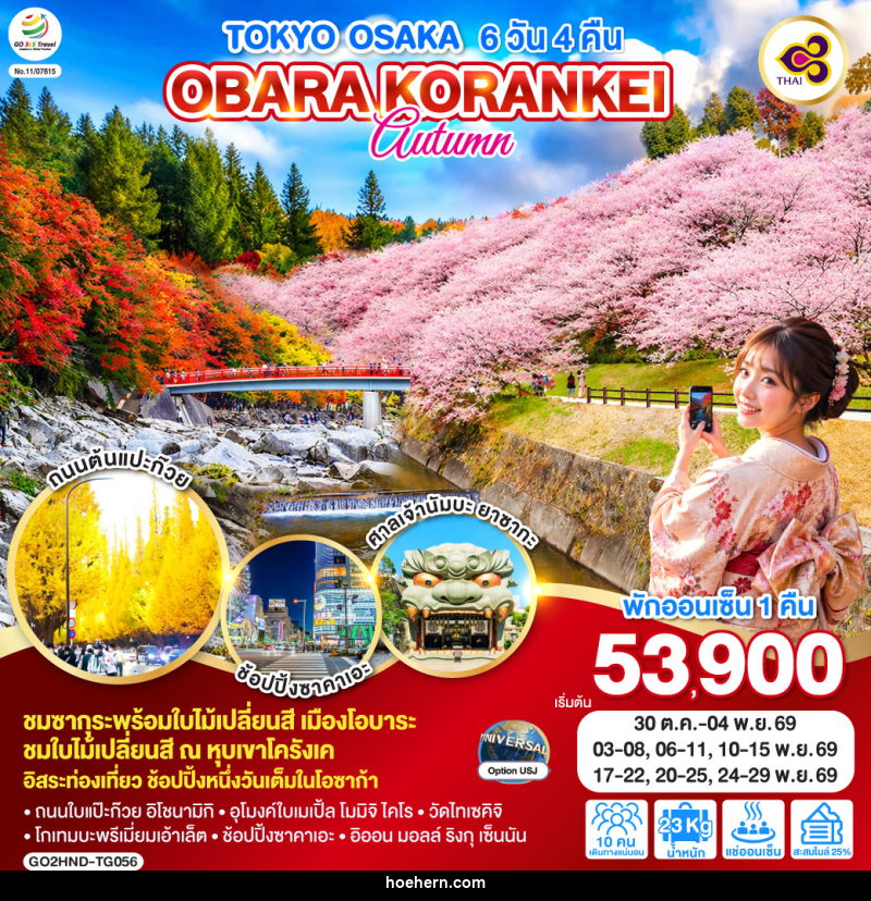 ทัวร์ญี่ปุ่น TOKYO OSAKA OBARA KORANKEI AUTUMN - เหาะเหินเดินอากาศ