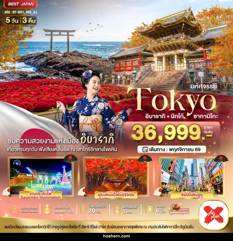 ทัวร์ญี่ปุ่น มหัศจรรย์...TOKYO อิบารากิ นิกโก้ ซากามิโกะ - เหาะเหินเดินอากาศ