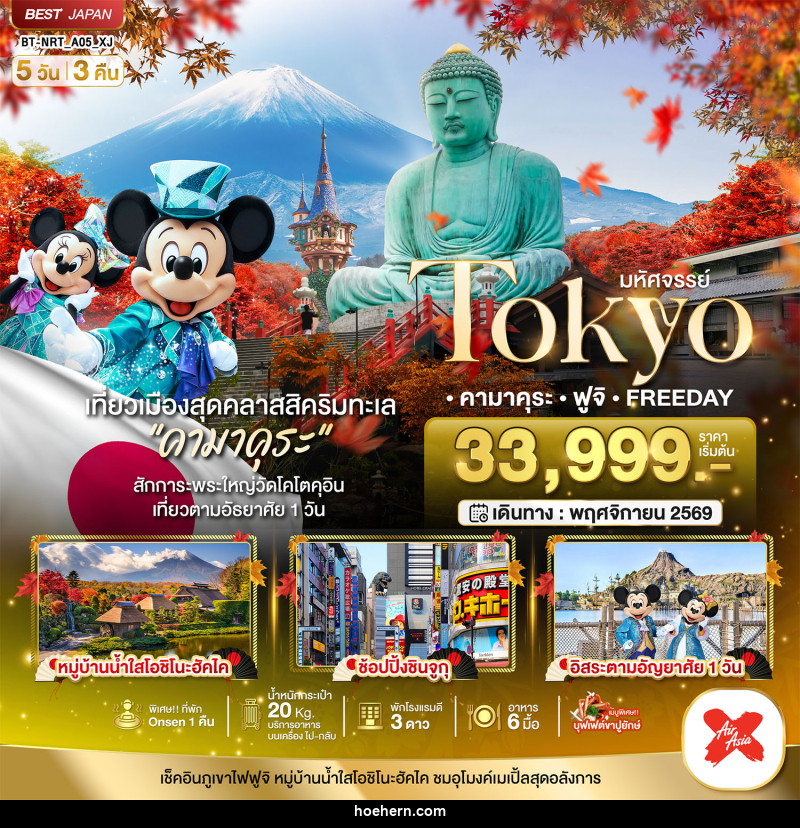 ทัวร์ญี่ปุ่น มหัศจรรย์...TOKYO คามาคุระ ฟูจิ FREE DAY - เหาะเหินเดินอากาศ ทัวร์ญี่ปุ่น มหัศจรรย์...TOKYO คามาคุระ ฟูจิ FREE DAY - เหาะเหินเดินอากาศ