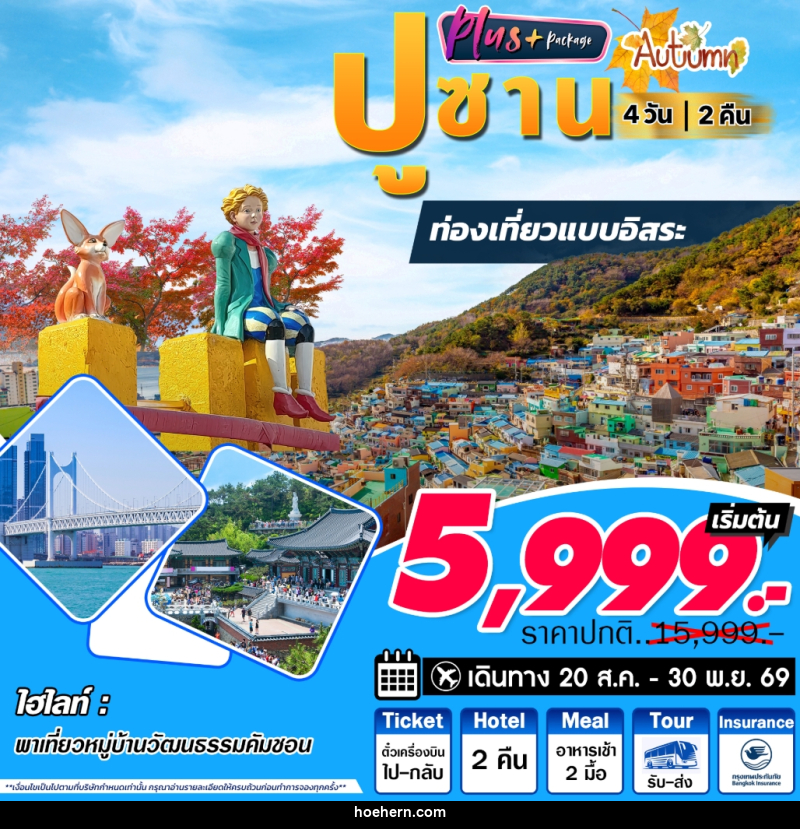 ทัวร์เกาหลี ปูซาน Autum ท่องเที่ยวแบบอิสระ - เหาะเหินเดินอากาศ