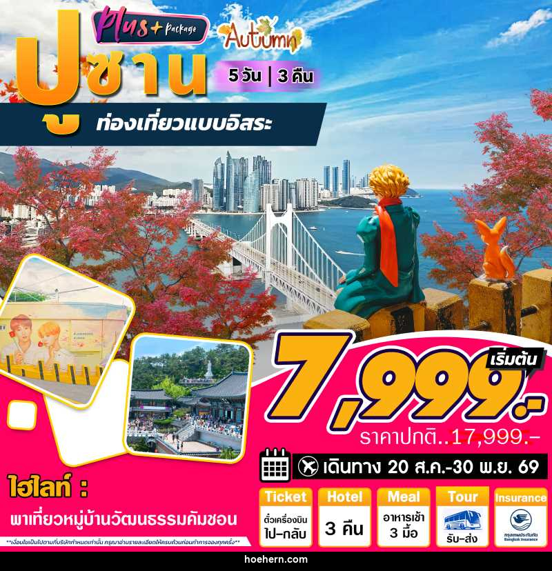 ทัวร์เกาหลี ปูซาน Autum ท่องเที่ยวแบบอิสระ - เหาะเหินเดินอากาศ ทัวร์เกาหลี ปูซาน Autum ท่องเที่ยวแบบอิสระ - เหาะเหินเดินอากาศ