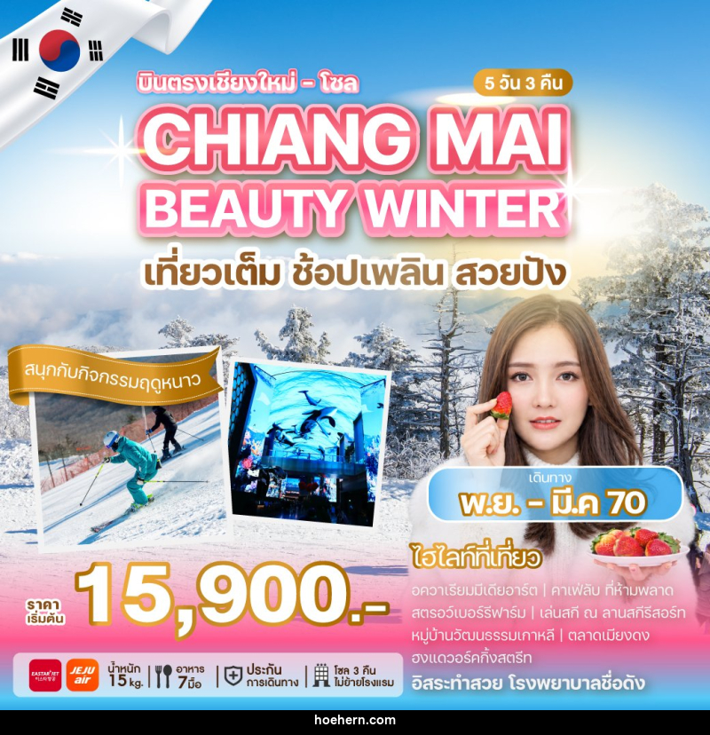 ทัวร์เกาหลี บินตรงเชียงใหม่ - โซล CHIANG MAI BEAUTY WINTER - เหาะเหินเดินอากาศ