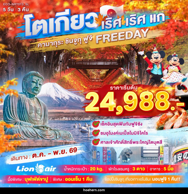 ทัวร์ญี่ปุ่น TOKYO เริศ เริศแก คามากุระ ชินจูกุ ฟูจิ FREEDAY - เหาะเหินเดินอากาศ ทัวร์ญี่ปุ่น TOKYO เริศ เริศแก คามากุระ ชินจูกุ ฟูจิ FREEDAY - เหาะเหินเดินอากาศ