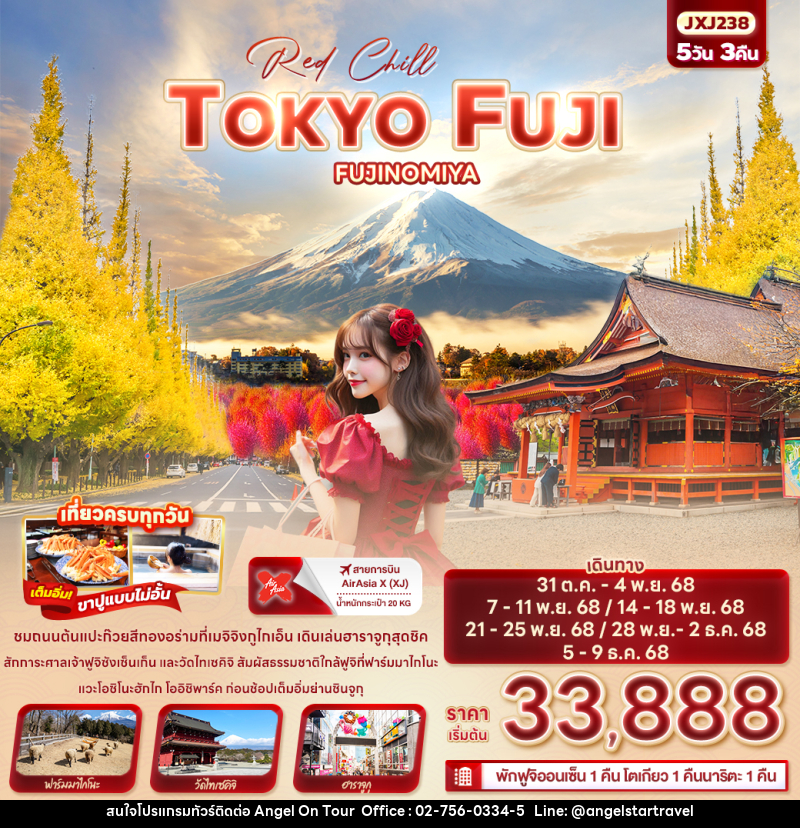 ทัวร์ญี่ปุ่น Red Chill TOKYO FUJI FUJINOMIYA - บริษัท แองเจิลออนทัวร์ จำกัด
