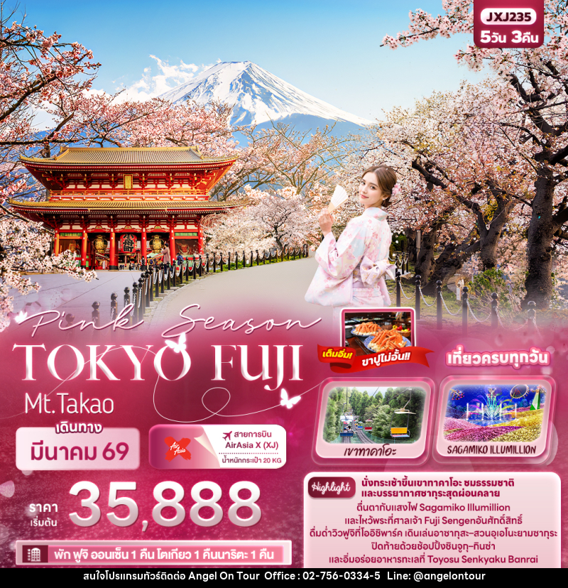 ทัวร์ญี่ปุ่น Pink Season TOKYO FUJI Mt.Takao - บริษัท แองเจิลออนทัวร์ จำกัด