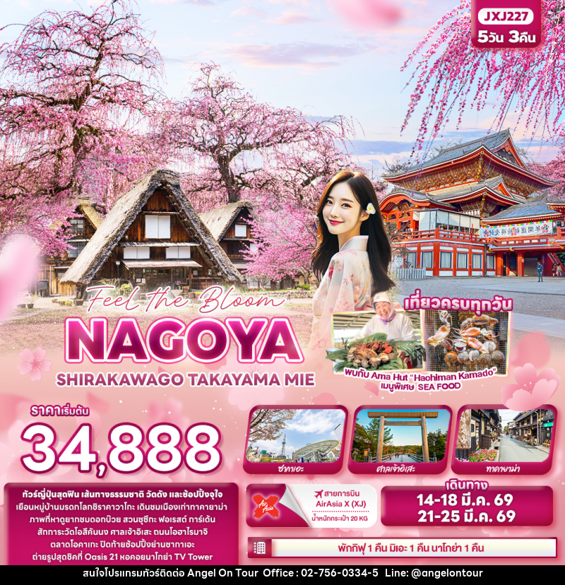 ทัวร์ญี่ปุ่น Feel the Bloom NAGOYA SHIRAKAWAGO TAKAYAMA MIE - บริษัท แองเจิลออนทัวร์ จำกัด