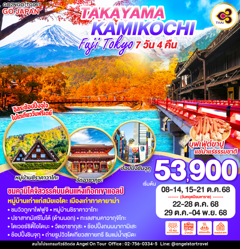 ทัวร์ญี่ปุ่น TAKAYAMA KAMIKOCHI FUJI TOKYO - บริษัท แองเจิลออนทัวร์ จำกัด