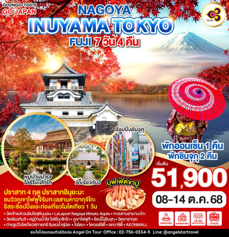 ทัวร์ญี่ปุ่น NAGOYA INUYAMA TOKYO FUJI - บริษัท แองเจิลออนทัวร์ จำกัด