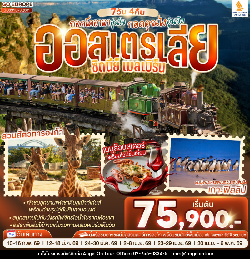 ทัวร์ออสเตรเลีย กอดโคอาลาอุ่นใจ กอดคุณไงอุ่นจัง ออสเตรเลีย ซิดนีย์ เมลเบิร์น - บริษัท แองเจิลออนทัวร์ จำกัด