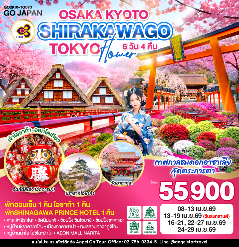 ทัวร์ญี่ปุ่น OSAKA KYOTO SHIRAKAWAGO TOKYO FLOWER - บริษัท แองเจิลออนทัวร์ จำกัด