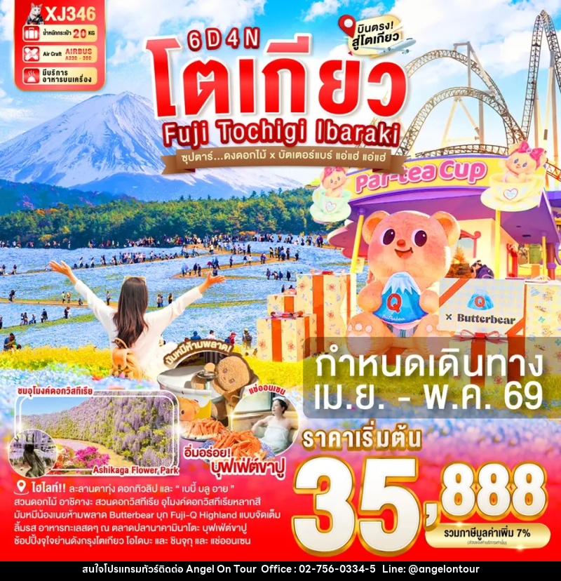 ทัวร์ญี่ปุ่น โตเกียว Fuji Tochigi Ibaraki ซุปตาร์...ดงดอกไม้ x บัตเตอร์แบร์ แอ่แฮ่ แอ่แฮ่ - บริษัท แองเจิลออนทัวร์ จำกัด
