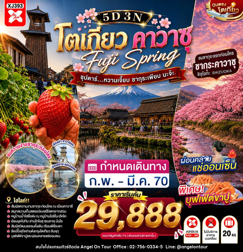 ทัวร์ญี่ปุ่น TOKYO FUJI KAWAZU SPRING ซุปตาร์...หวานเจี๊ยบ ซากุระเพียบ นะจ๊ะ - บริษัท แองเจิลออนทัวร์ จำกัด