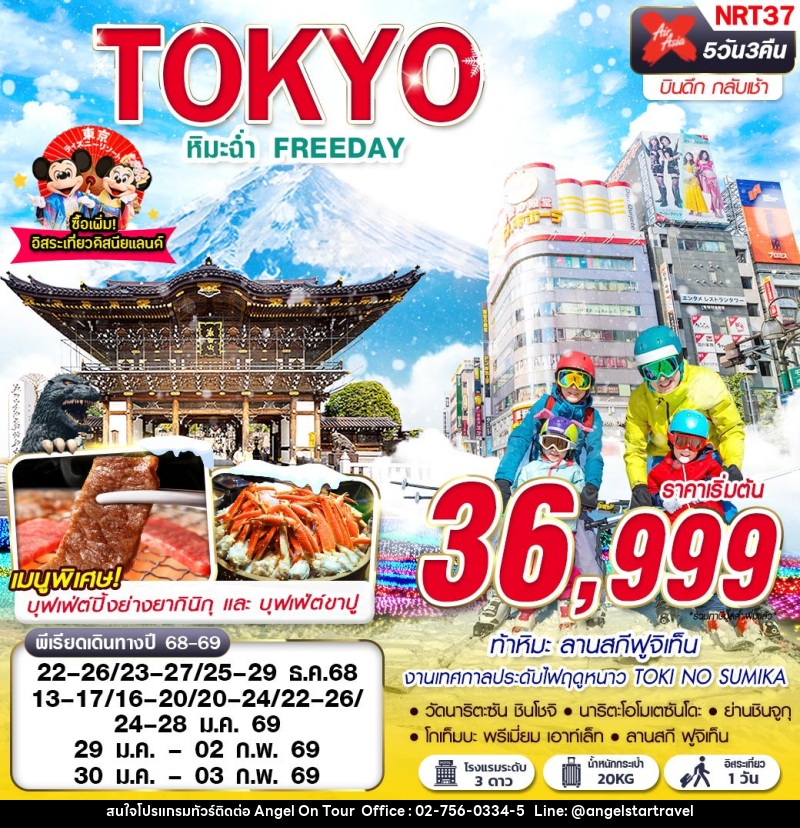 ทัวร์ญี่ปุ่น TOKYO หิมะฉ่ำ FREEDAY - บริษัท แองเจิลออนทัวร์ จำกัด