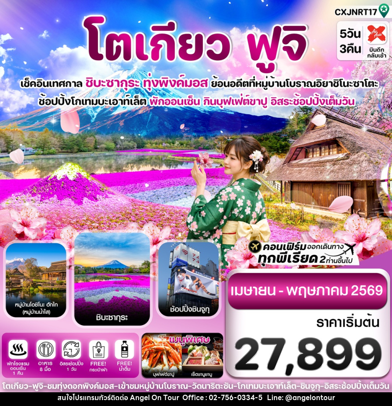 ทัวร์ญี่ปุ่น โตเกียว ฟูจิ เช็คอินเทศกาล ชิบะซากุระ ทุ่งพิงค์มอส ย้อนอดีตที่หมู่บ้านโบราณอิยาชิโนะซาโตะ - บริษัท แองเจิลออนทัวร์ จำกัด