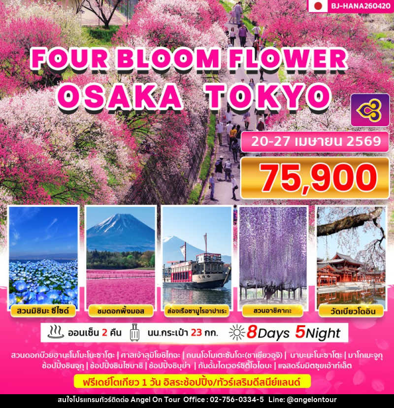 ทัวร์ญี่ปุ่น FOUR BLOOM FLOWER OSAKA TOKYO - บริษัท แองเจิลออนทัวร์ จำกัด