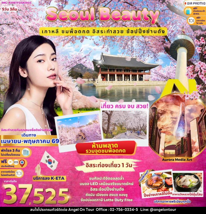 ทัวร์เกาหลี Seoul Beauty เกาหลี ชมพ็อดกด อิสระทำสวย ช้อปปิ้งย่านดัง - บริษัท แองเจิลออนทัวร์ จำกัด