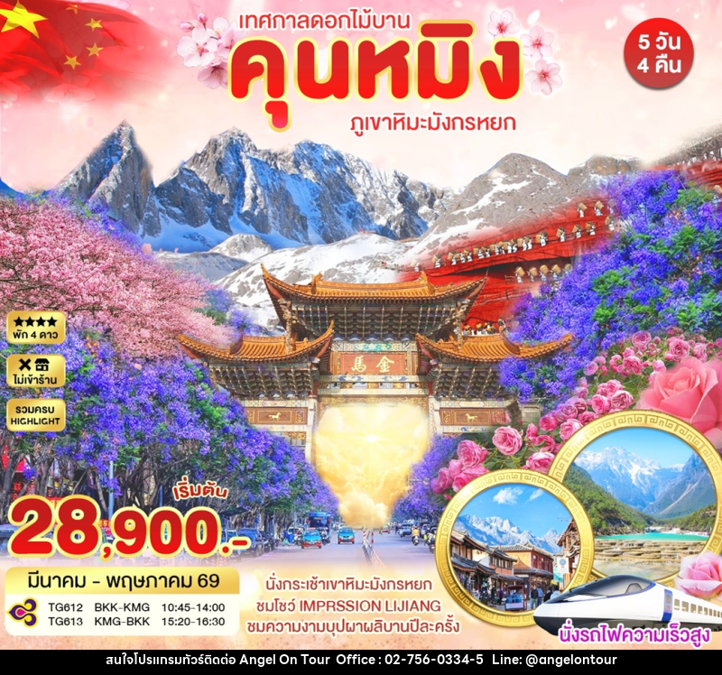ทัวร์จีน เทศกาลดอกไม้บาน คุนหมิง ภูเขาหิมะมังกรหยก - บริษัท แองเจิลออนทัวร์ จำกัด