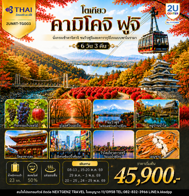 ทัวร์ญี่ปุ่น โตเกียว คามิโคจิ ฟูจิ นั่งกระเช้าคาจิคาจิ AUTUMN FULL BLOOM - เน็กซ์เจนซ์ ทราเวล ทัวร์ญี่ปุ่น โตเกียว คามิโคจิ ฟูจิ นั่งกระเช้าคาจิคาจิ AUTUMN FULL BLOOM - เน็กซ์เจนซ์ ทราเวล