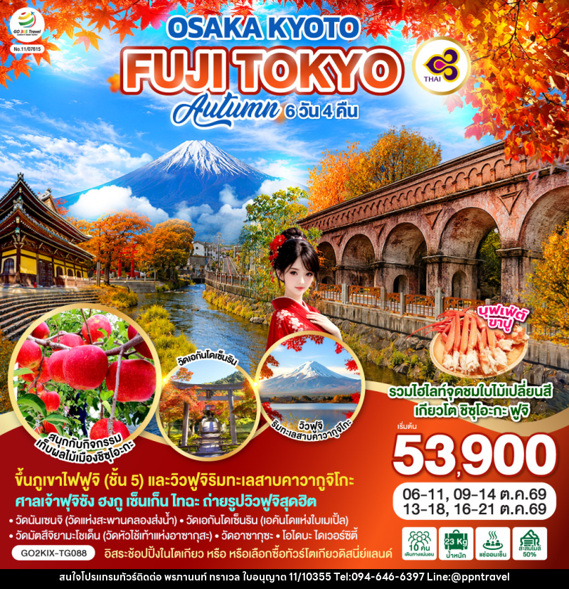 ทัวร์ญี่ปุ่น OSAKA KYOTO FUJI TOKYO  AUTUMN FRUIT PARK - บริษัท พรภานนท์ ทราเวล จำกัด