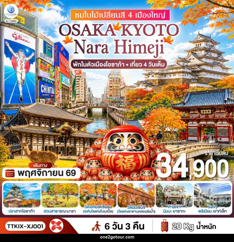 ทัวร์ญี่ปุ่น OSAKA KYOTO NARA HIMEJI ชมใบไม้เปลี่ยนสี 4 เมืองใหญ่ - ทัวร์ญี่ปุ่น OSAKA KYOTO NARA HIMEJI ชมใบไม้เปลี่ยนสี 4 เมืองใหญ่ -